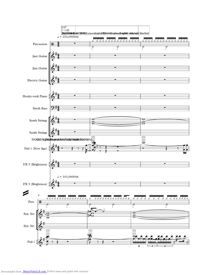 Alive And Kicking music sheet and notes by Simple Minds @ musicnoteslib.com