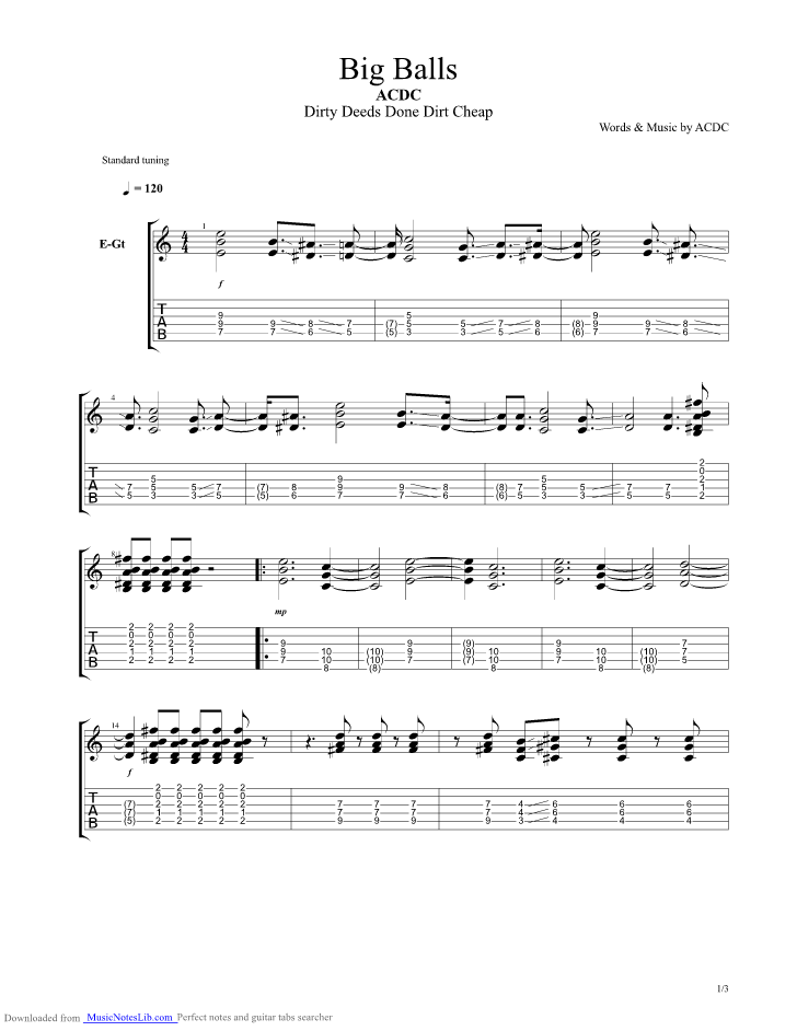 balls to the wall guitar tab songster