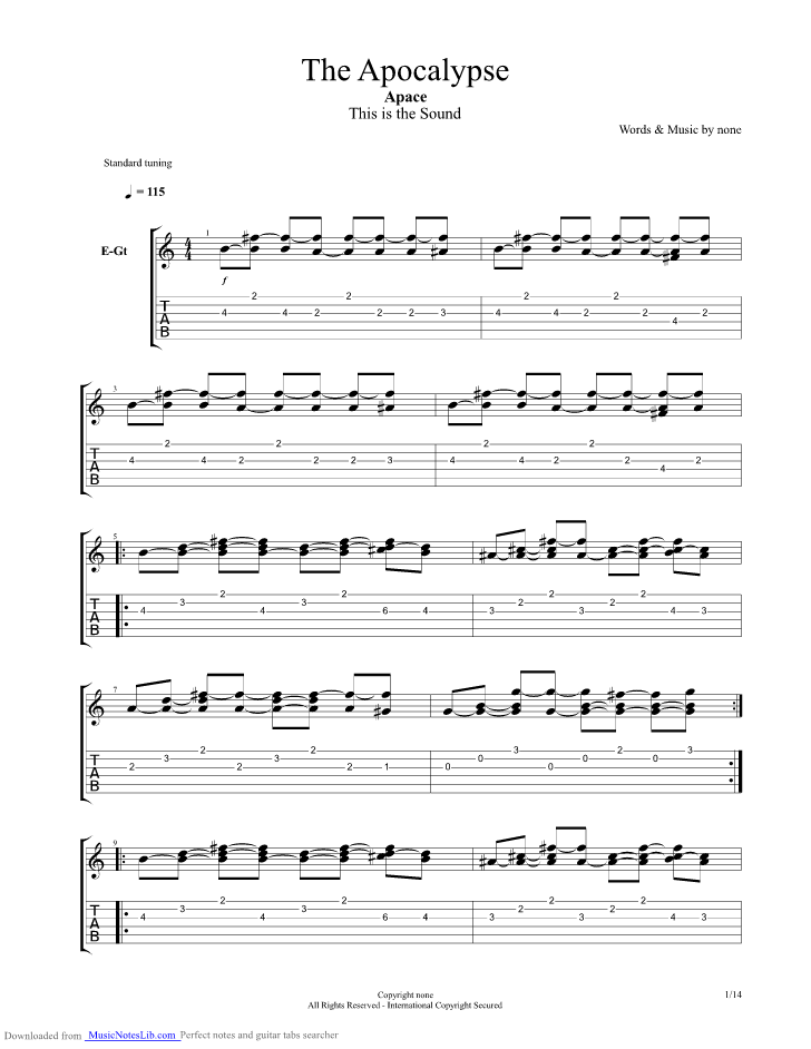 The Apocalypse Guitar Pro Tab By Apace Musicnoteslib Com