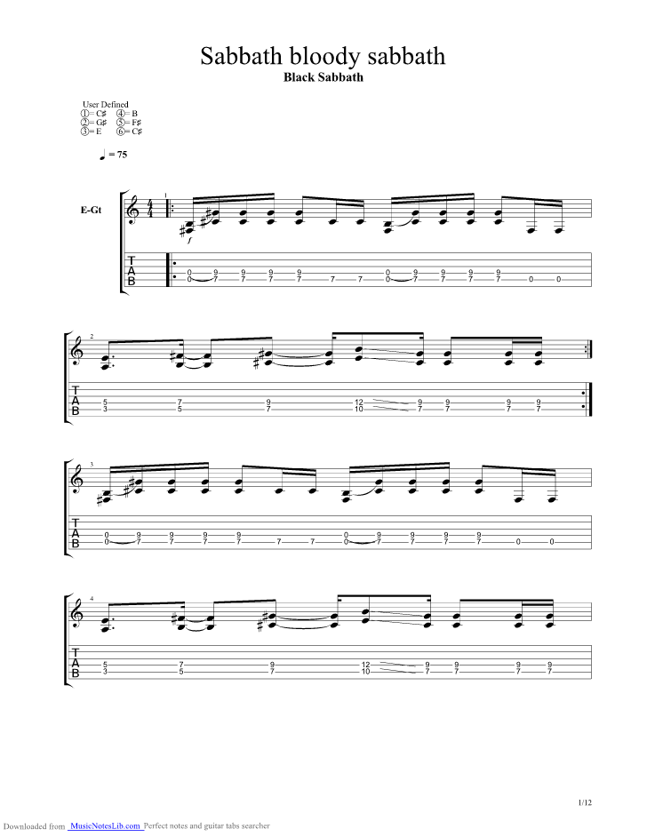 Sabbath Bloody Sabbath Guitar Pro Tab By Black Sabbath Musicnoteslib Com