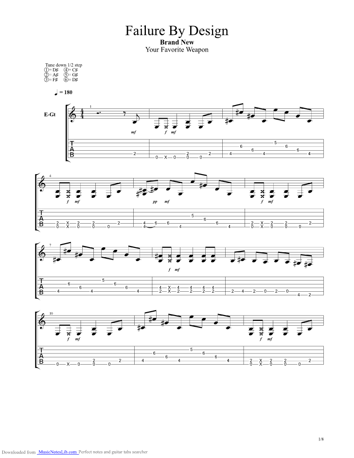 Failure By Design guitar pro tab by Brand New