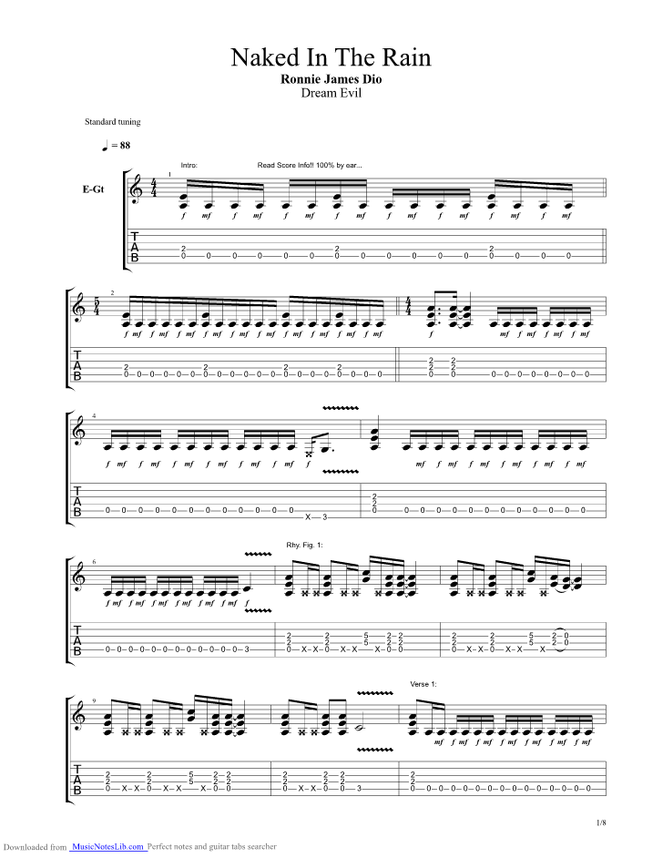 Naked In The Rain Guitar Pro Tab By Dio 
