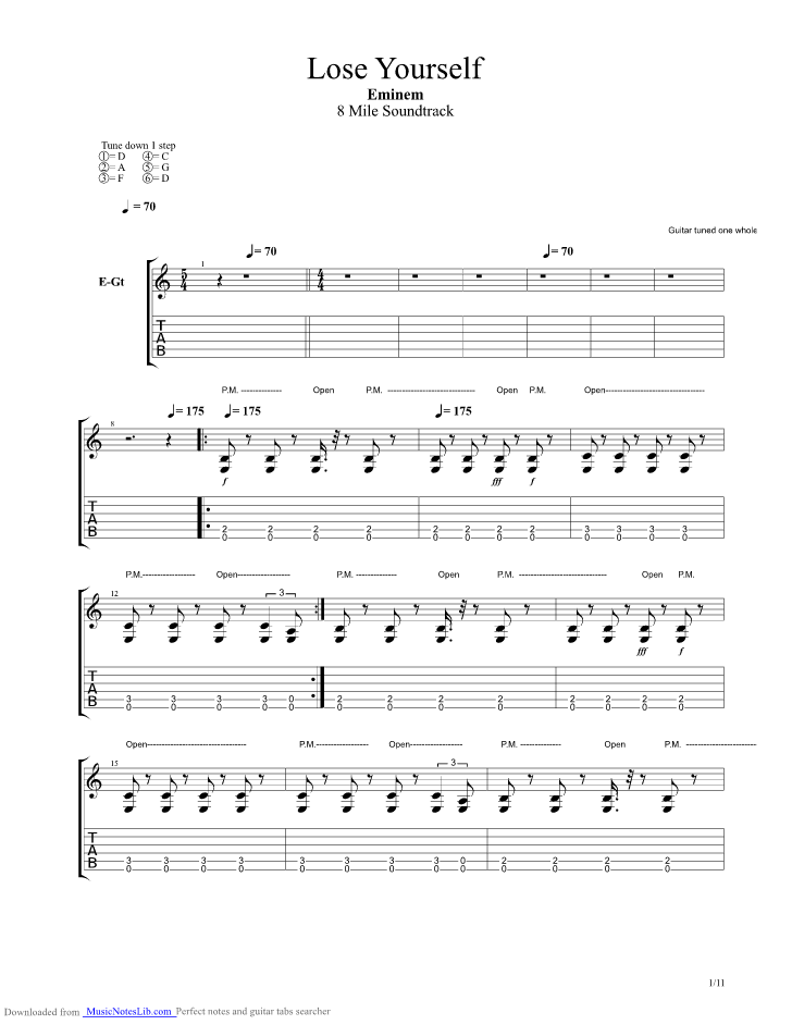 Lose Yourself Guitar Pro Tab By Eminem 
