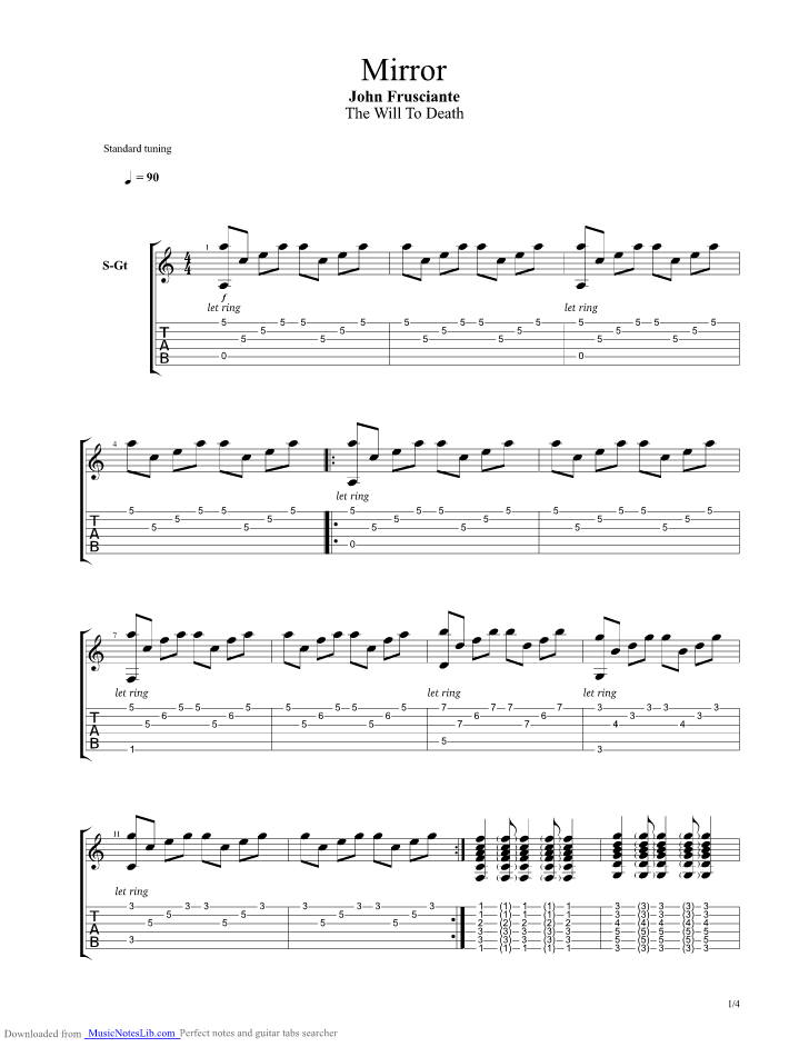 Guitar Pro tab for 'Murderers 3' song by John frusciante
