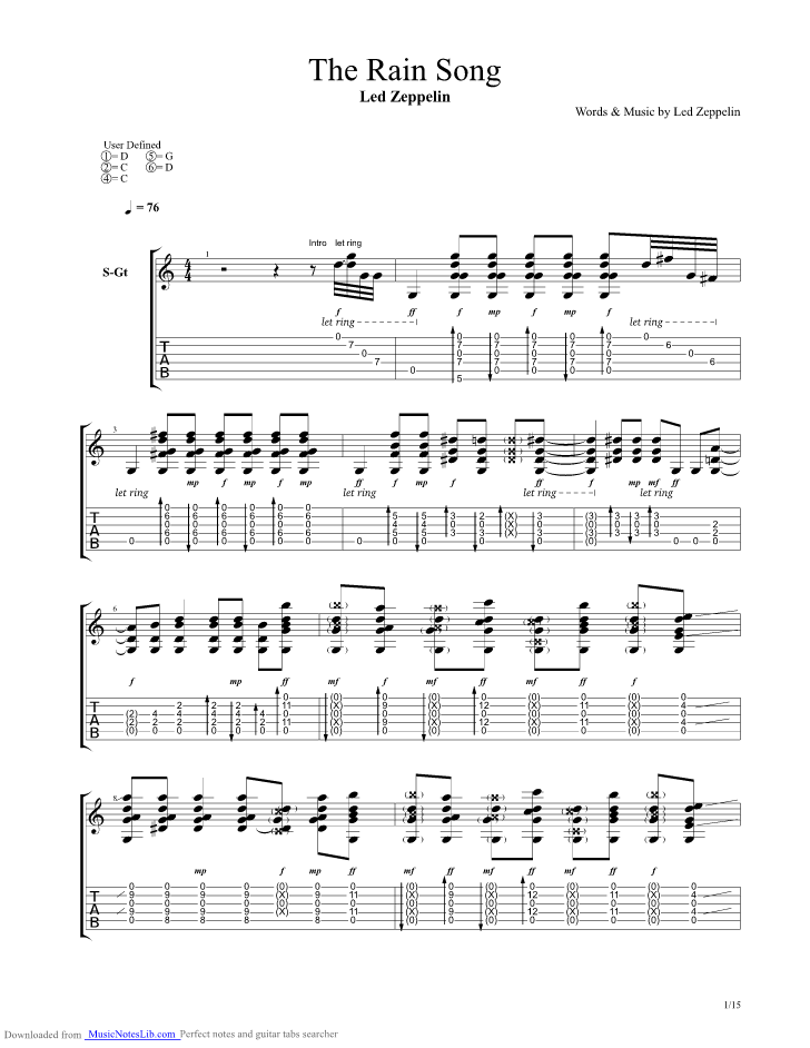 The Rain Song Guitar Pro Tab By Led Zeppelin 