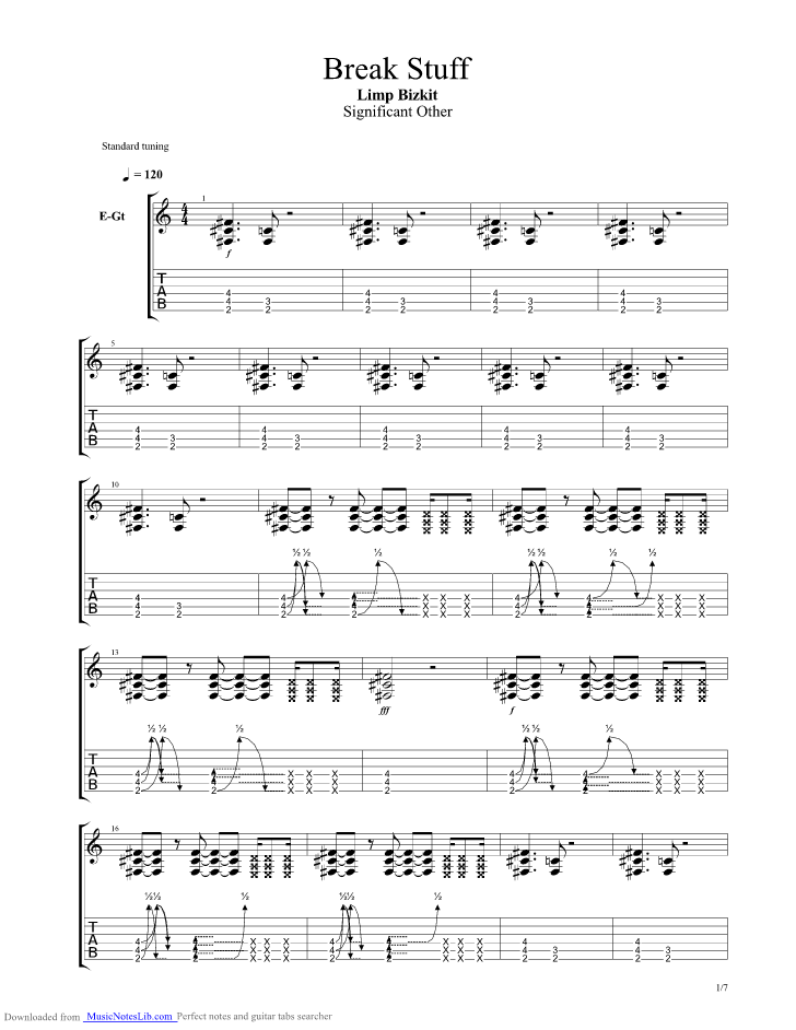 Break Stuff guitar pro tab by Limp Bizkit