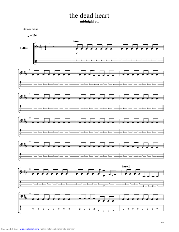 The Dead Heart guitar pro tab by Midnight Oil