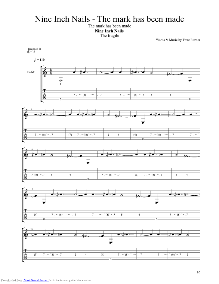The Mark Has Been Made guitar pro tab by Nine Inch Nails @ 