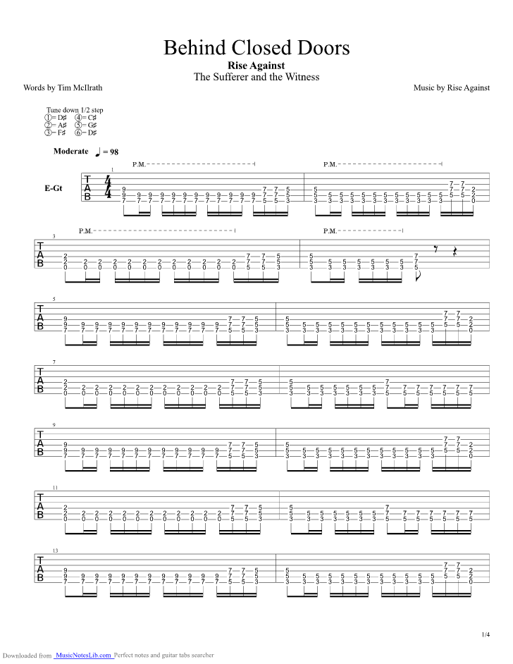 Behind Closed Doors Guitar Pro Tab By Rise Against