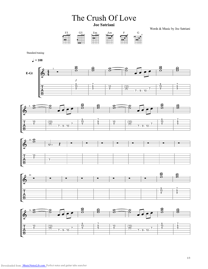 Joe Satriani Premonition Tab Guitar Pro