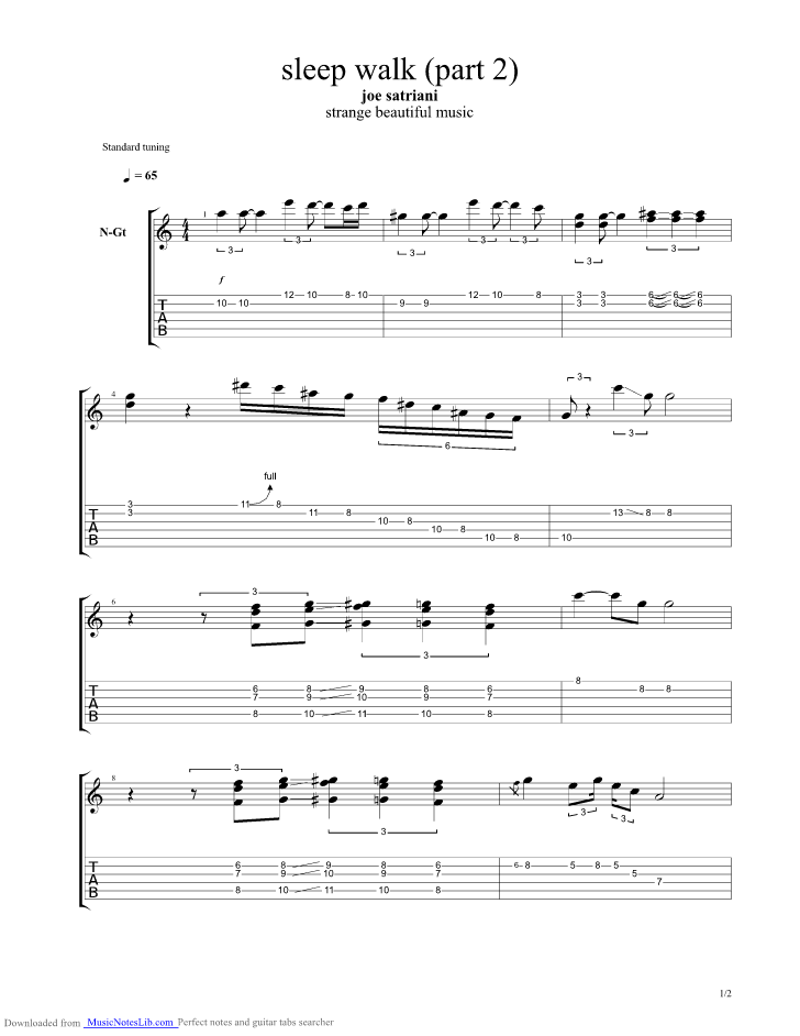 Sleep Walk Part 2 Guitar Pro Tab By Joe Satriani