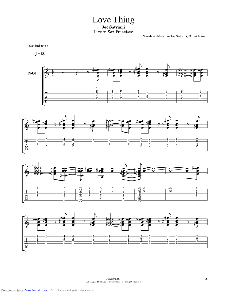 Love Thing Live In San Francisco Guitar Pro Tab By Joe Satriani