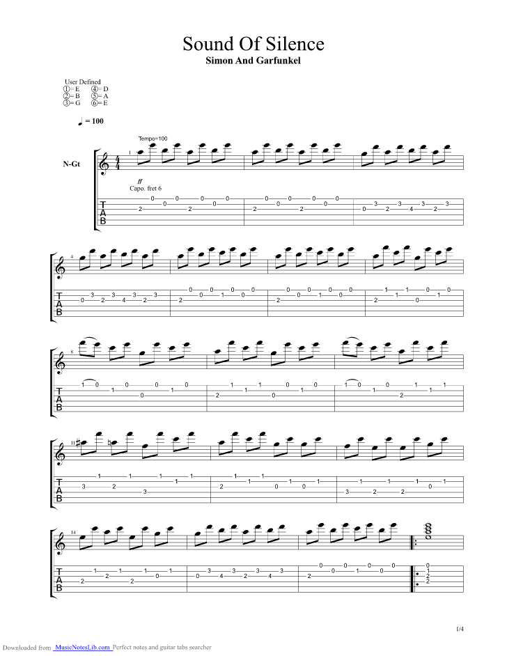 sound of silence guitar pro tab download