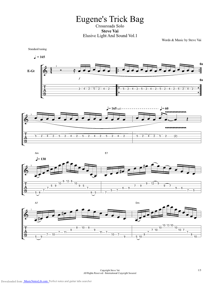 Eugenes Trick Bag Guitar Pro Tab By Steve Vai