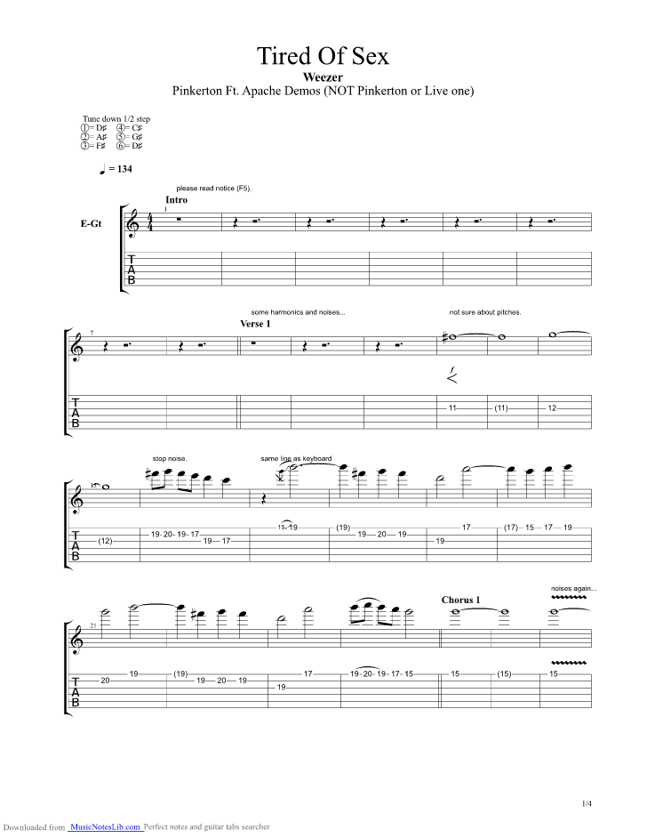 Tired Of Sex Guitar Pro Tab By Weezer 5062