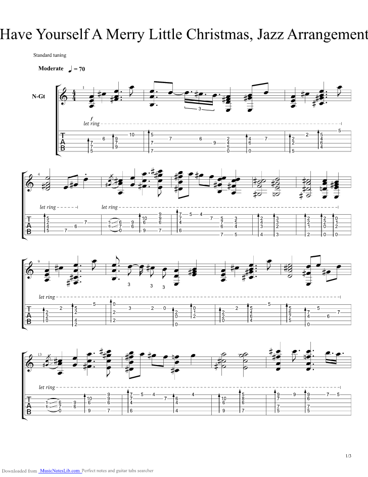 Have Yourself A Merry Little Christmas guitar pro tab by Misc Christmas @ musicnoteslib.com