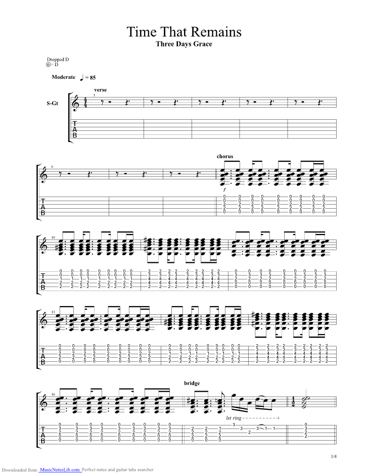 Time That Remains Guitar Pro Tab By Three Days Grace