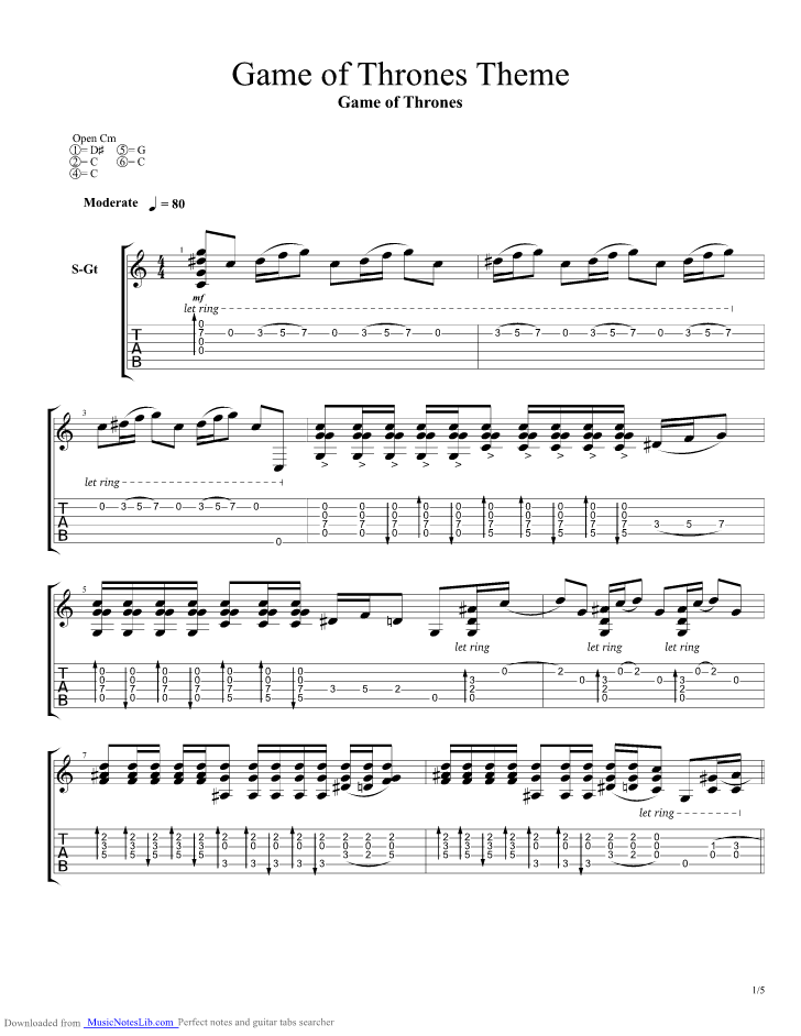 Game of Thrones Main Theme - Sheet music at your fingertips