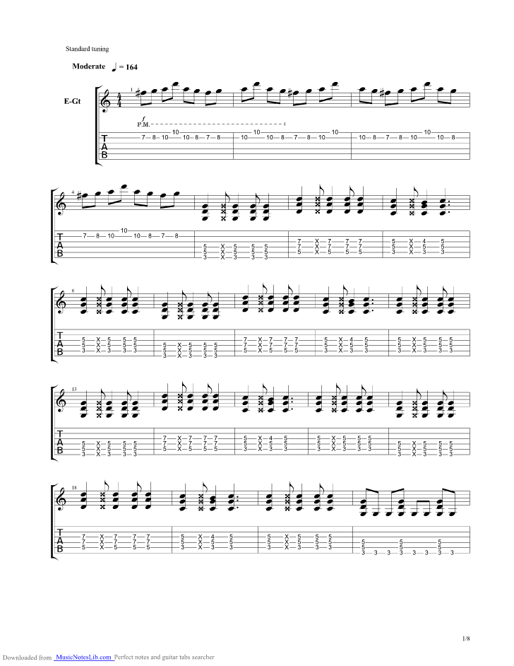 Thousand Enemies Guitar Pro Tab By Girls Dead Monster Musicnoteslib Com