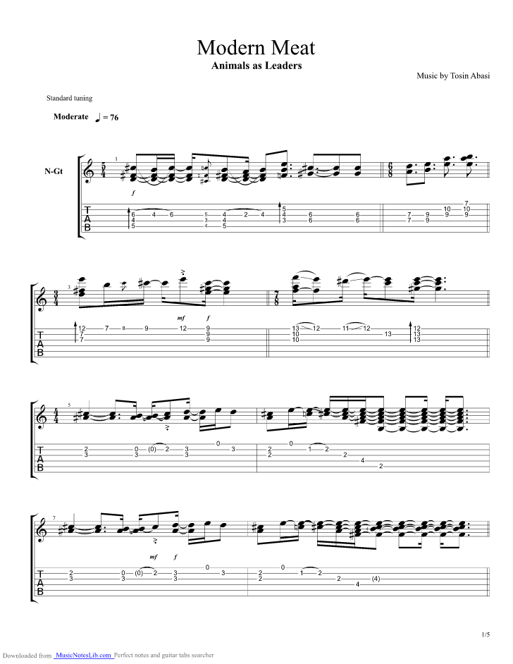 Modern Meat guitar pro tab by Animals As Leaders @ 