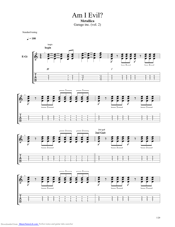 Am I Evil Guitar Pro Tab By Metallica 1632