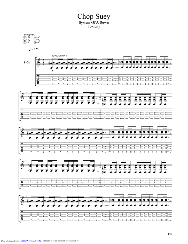 system of a down chop suey guitar pro tab download