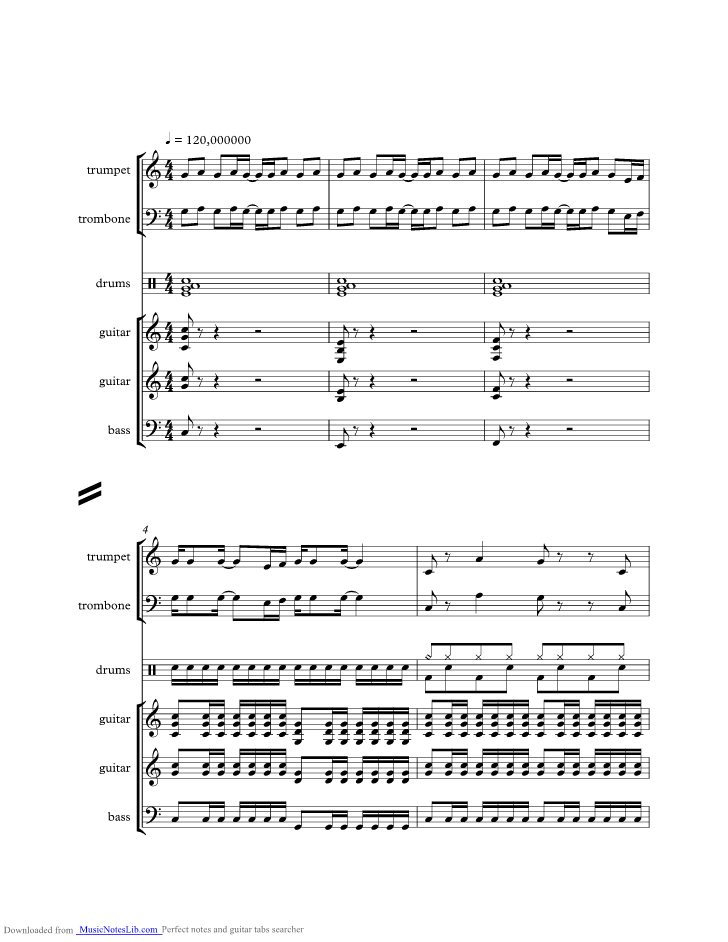 Come On Eileen music sheet and notes by Save Ferris @ musicnoteslib.com