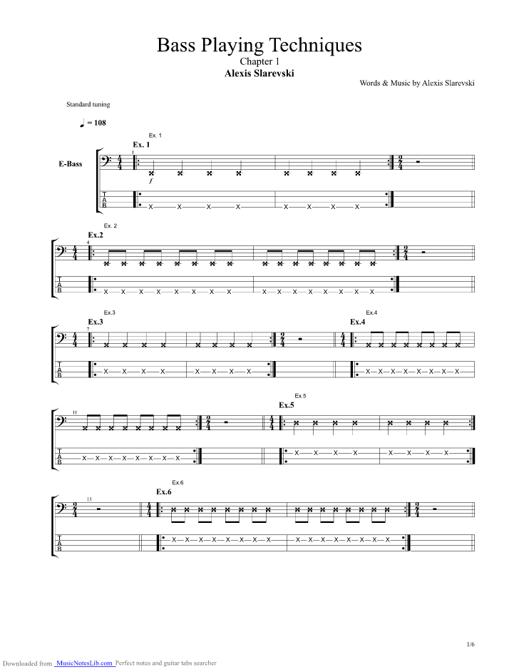 Alexis Slarevskis Bass Playing Techniques Chapter 2 guitar pro tab by ...