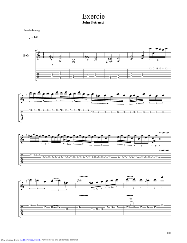 Gemini guitar pro tab by John Petrucci @ musicnoteslib.com