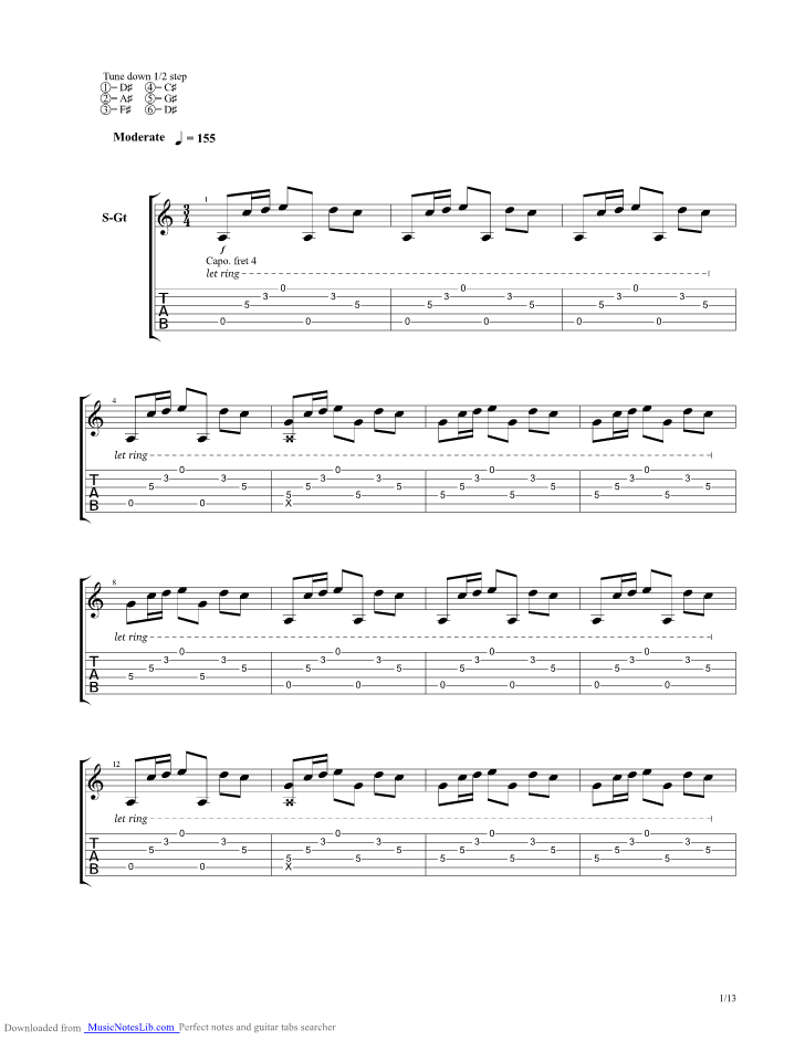 Lightning Song guitar pro tab by Anathema @ 