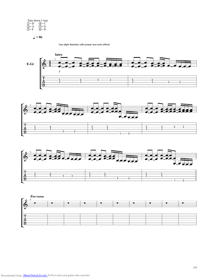 Dance In The Rain guitar pro tab by Megadeth @ musicnoteslib.com