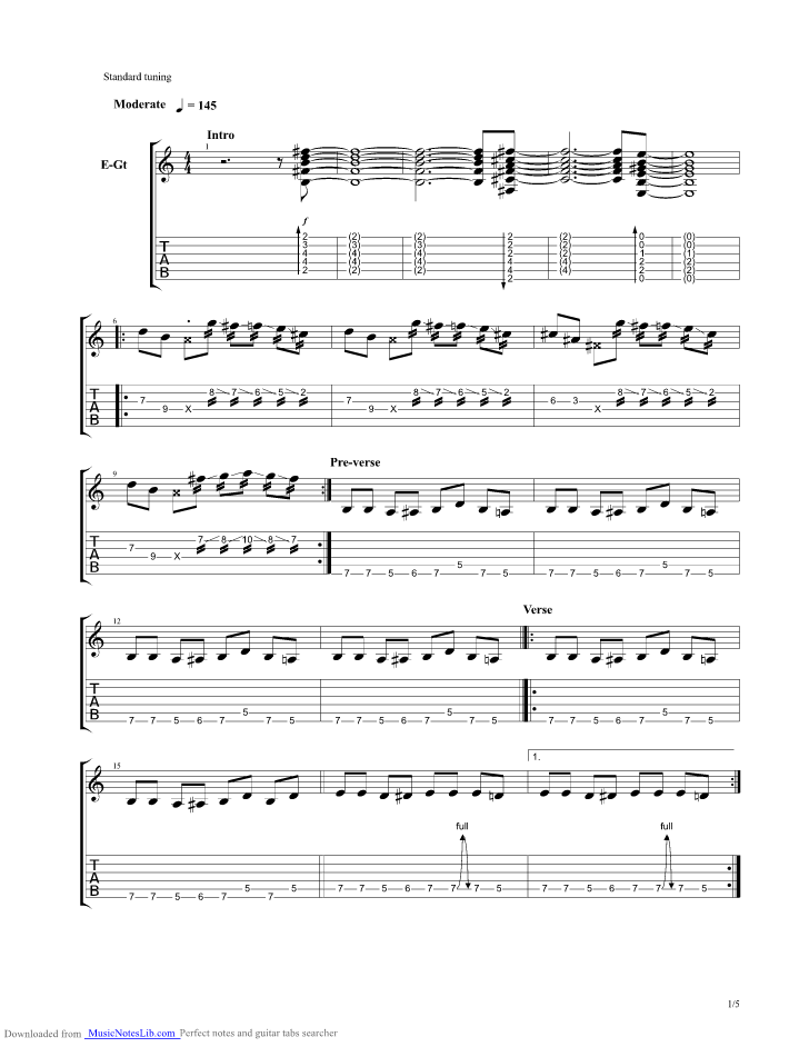 Crying Shame guitar pro tab by Muse @ musicnoteslib.com